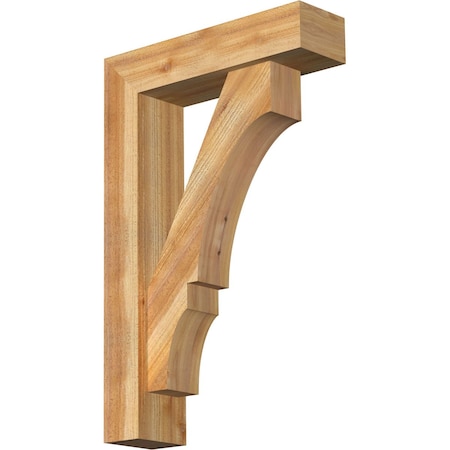 Ekena Millwork Balboa Block Rough Sawn Bracket w/ Offset Brace, Western Red Cedar, 6"W x 22"D x 34"H BKT0604X22X34BOA05RWR